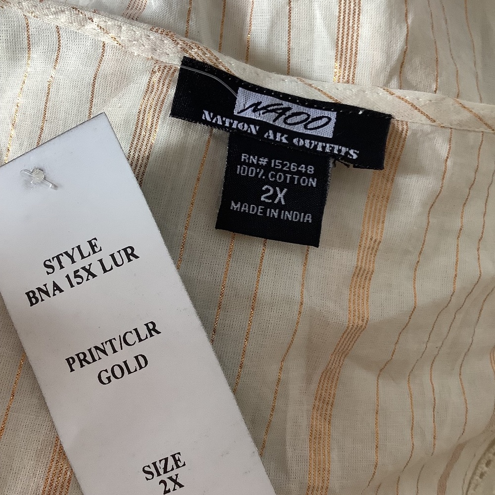 NWT NA00 NATION AK OUTFITS PLUS 2X IVORY BLOUSE TUNIC MINIDRESS GOLDEN STRIPES - Picture 15 of 16